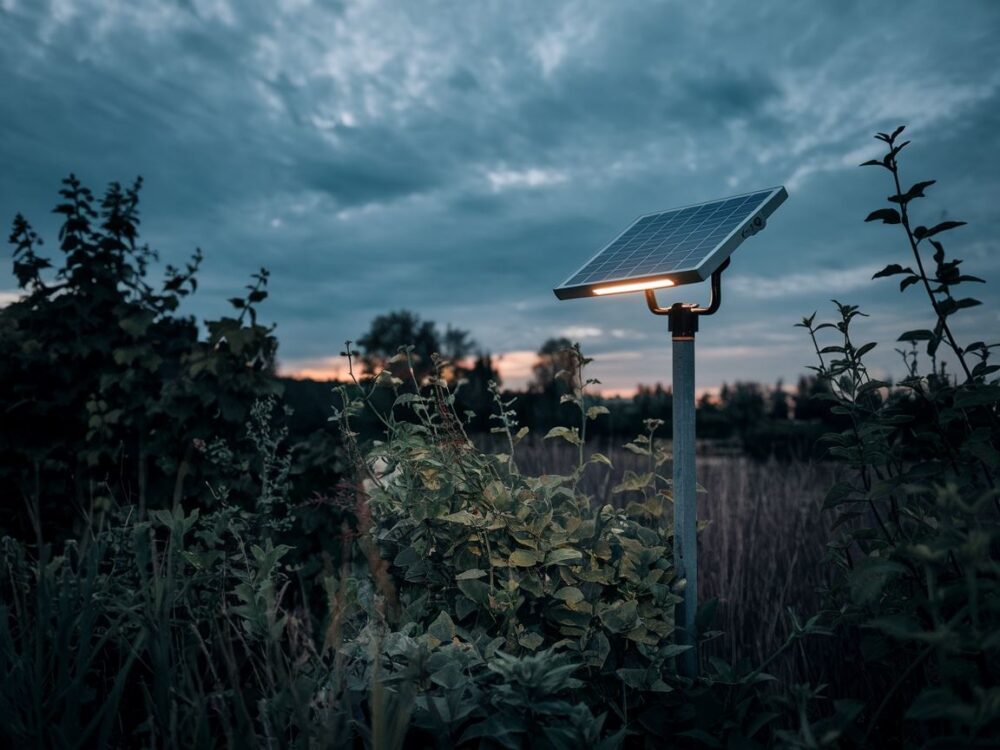 chmury nad lampą solarną