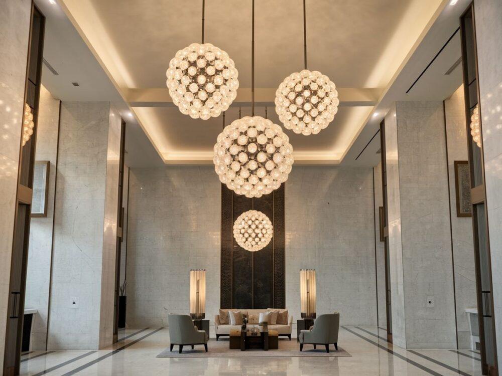 elegancki żyrandol sferyczny