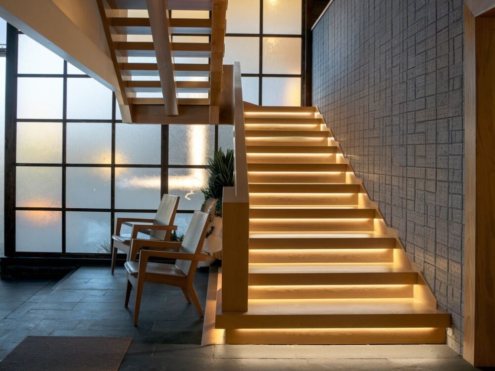 iluminacja stopni schodów