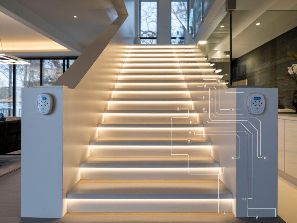 inteligentne schody z dwoma czujnikami