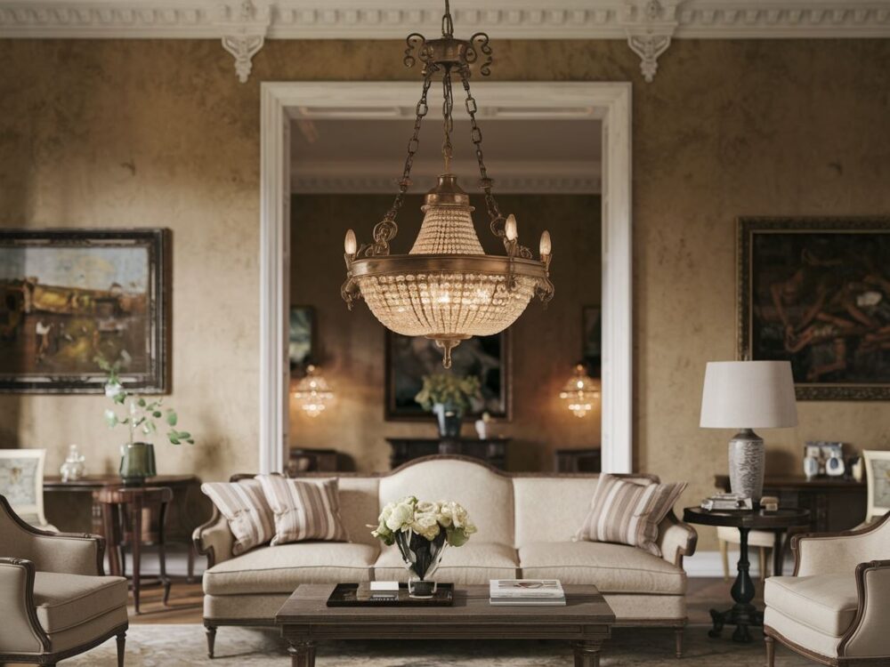 klasyczny żyrandol kryształowy