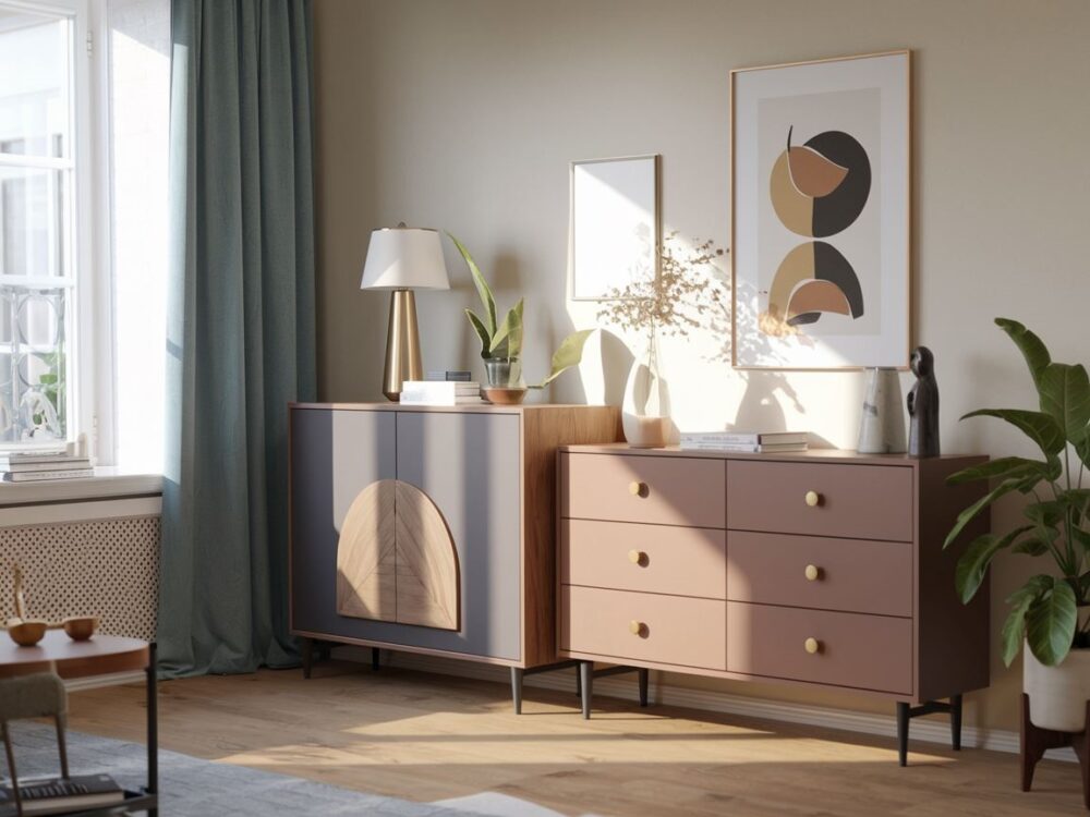 komoda w nowoczesnym salonie