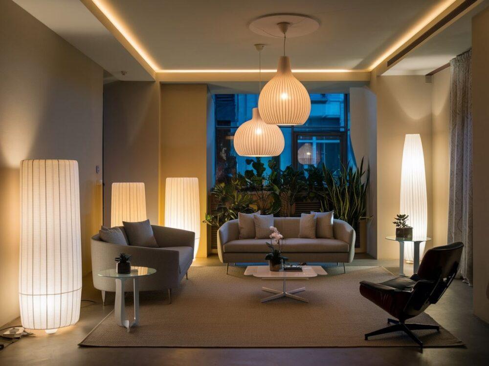 lampy w aranżacji salonu