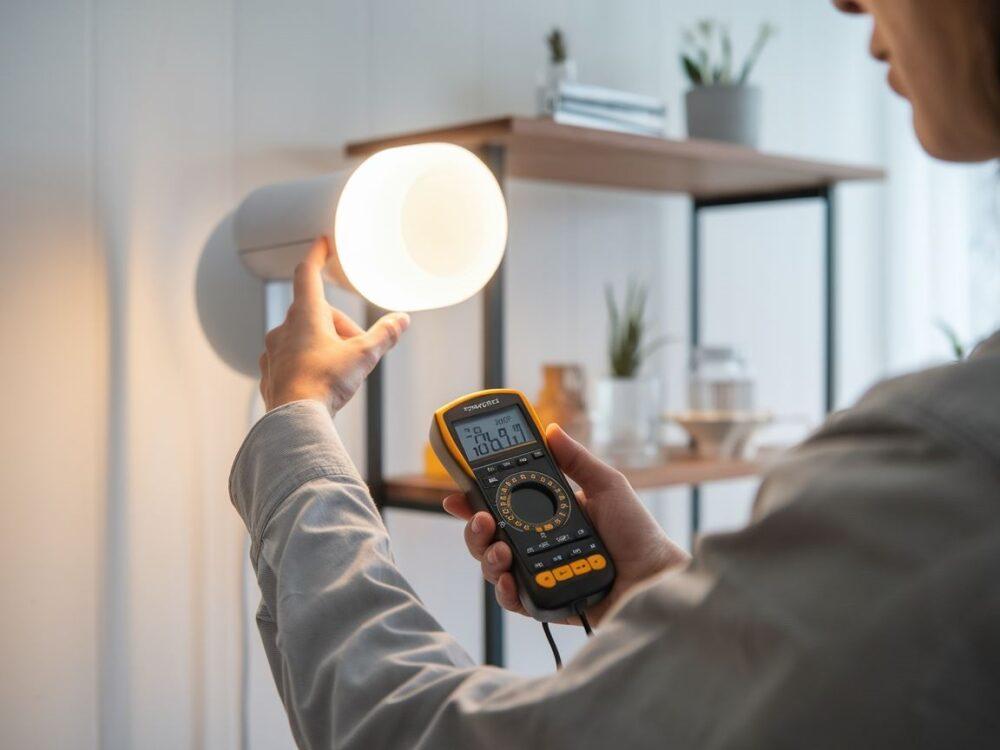 luxomierz przy żarówce LED