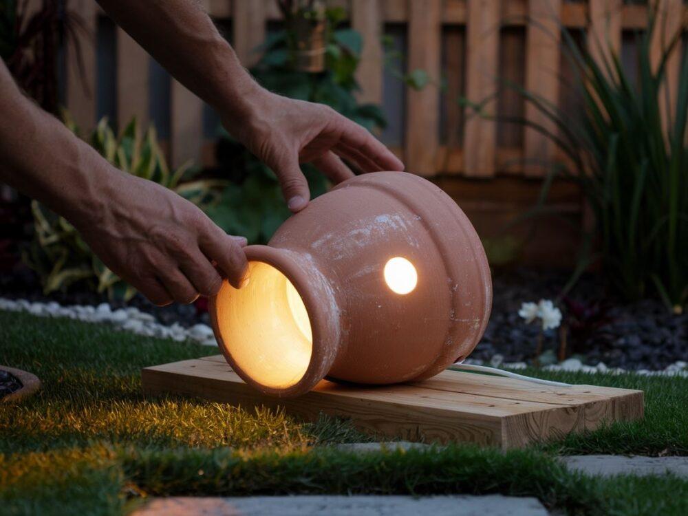 montaż lamp w ogrodzie