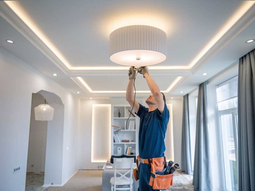 montaż lampy sufitowej