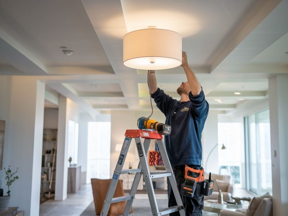 nowoczesna lampa w salonie