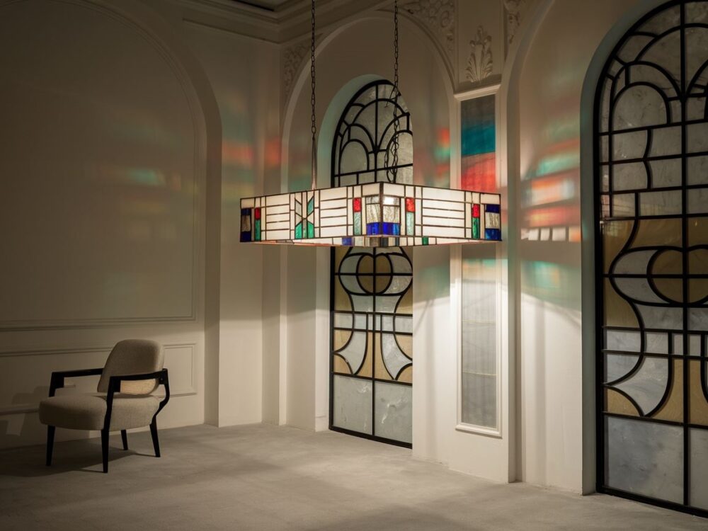 nowoczesna lampa witrażowa