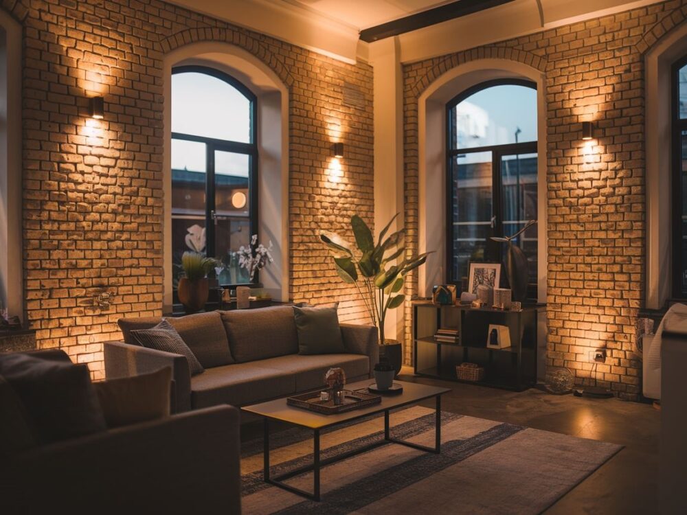nowoczesne oświetlenie cegły