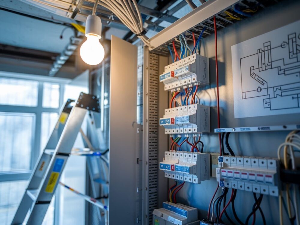 panel rozdzielczy z lampami