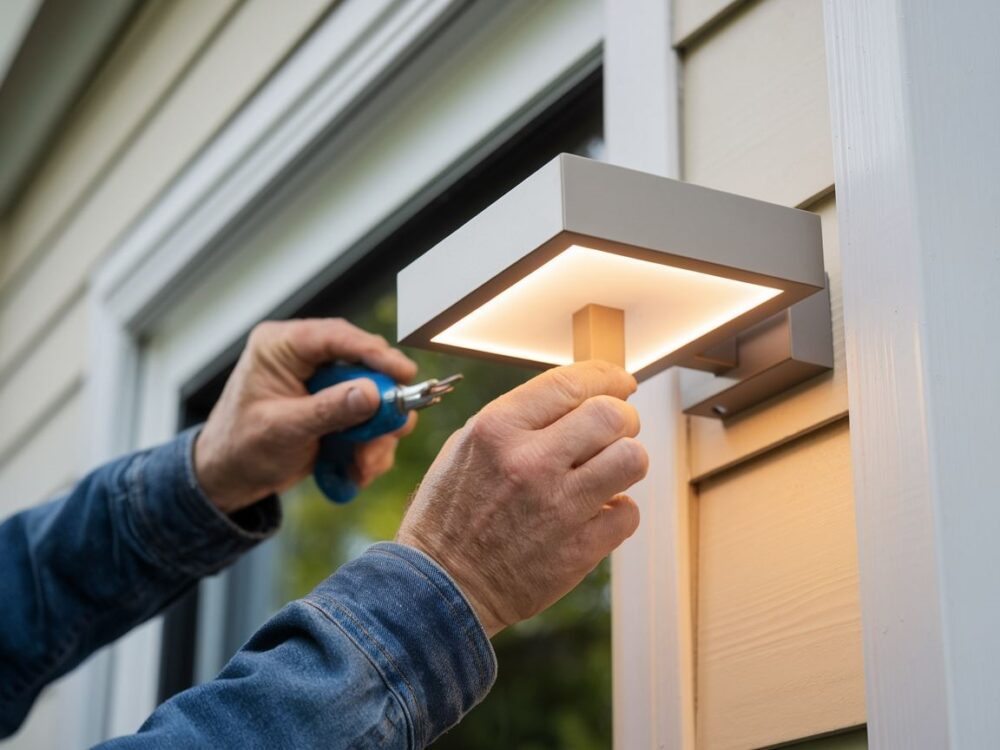 przymocowanie lampy do ściany