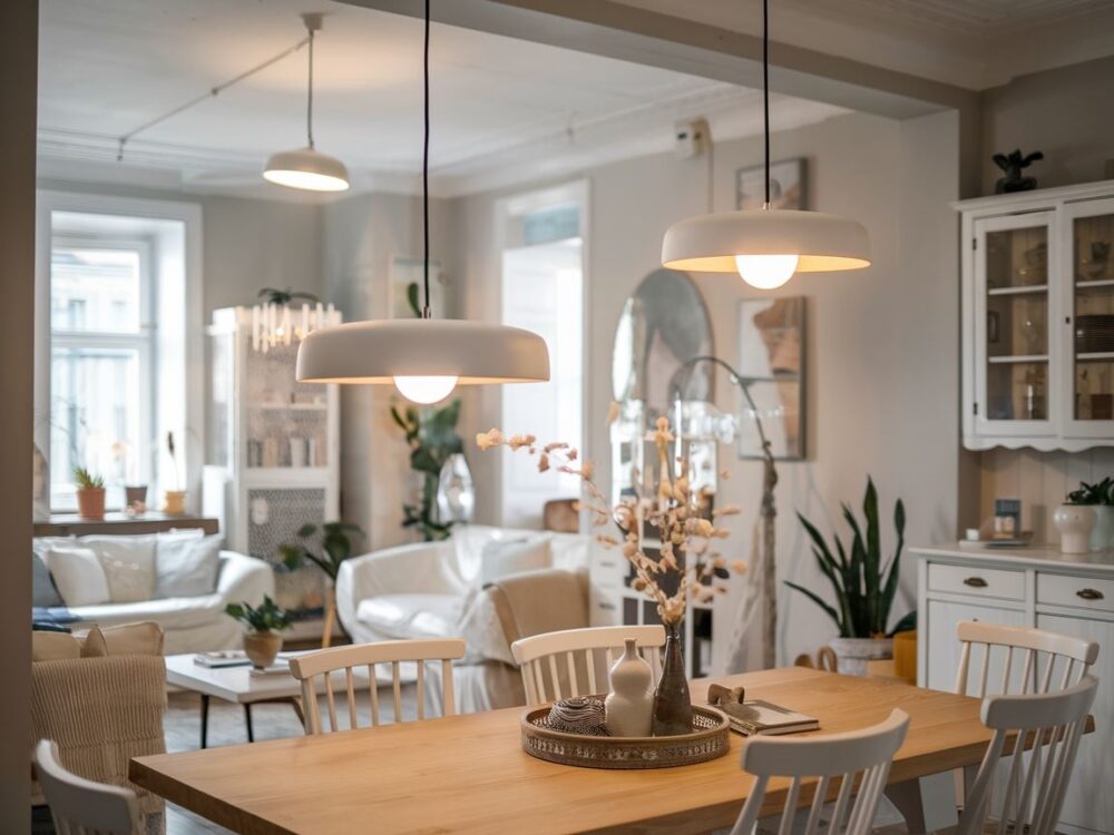 stylowy salon z lampami